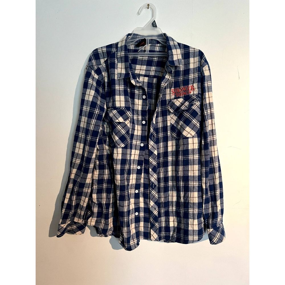 Stranger Things Button Down Shirt‎ Plaid XL Top